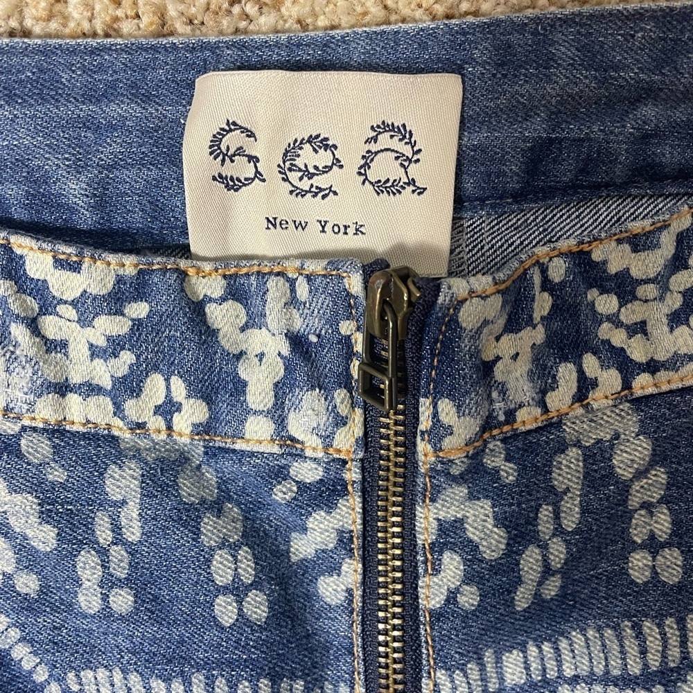 Sea New York Tribal high Rise Geometric Print Wide Leg Denim Culotte Size 4. - Picture 2 of 6